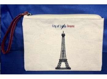 Paris Themed Canvas Wristlet Bag