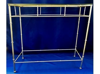 Metal Gold-tone Console Table With Bamboo Design & Glass Top