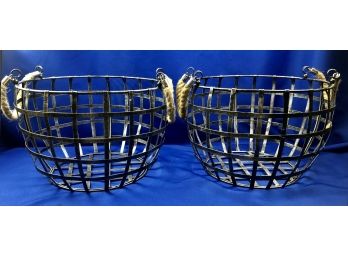 Two Large Iron Baskets