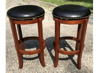 Set Of Matching Leather Topped Stools