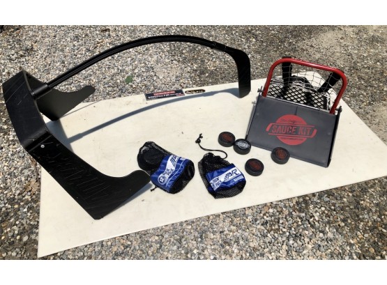 Hockey Simulated Ice, Sauce Kit With Additional Simulated Ice, Hockey Attack Triangle & Two Bags Of Pucks
