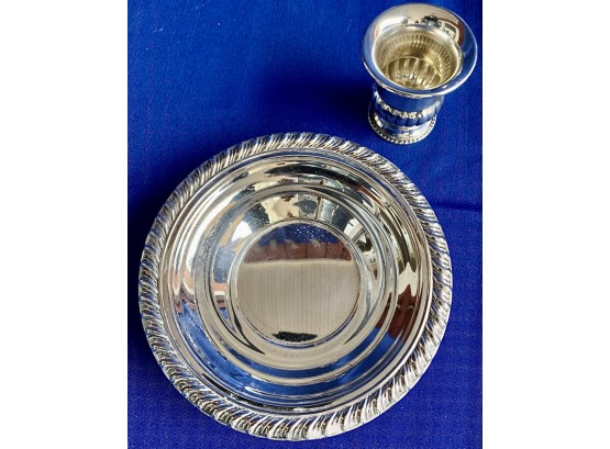 Silver Plated Bowl And Toothpick Holder