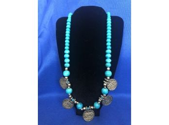 Turquoise Colored Beaded Statement Necklace