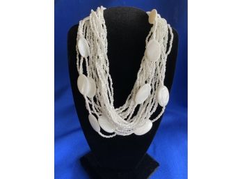 Two White Bead Necklaces
