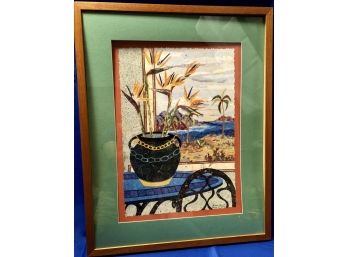 Print  Signed By Artist Andrea Beloff - Depicting Birds Of Paradise & Tropical Scene