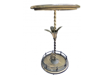 Whimsical Table With Detailed Designs On Base - Monkey Climbing Palm Tree