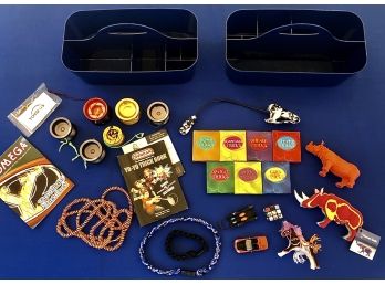 Yo-yos, Trick Books, Two Navy Blue Desk Caddies, & Many Additional Items.