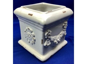 White Ceramic Flower Pot - Signed 'Napa Home & Garden' - Great Quality - Distressed Design