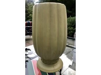 Vintage USA Pottery Green Ceramic Vase - Signed On Base