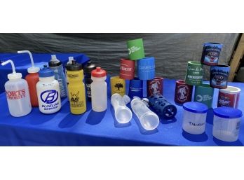 Large Lot Assorted Water Bottles And Can Coolers
