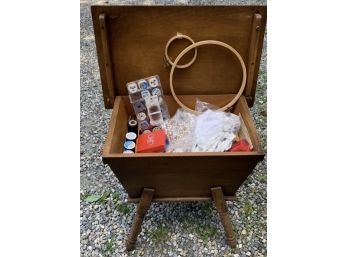 Sewing Chest Filled With Many Items