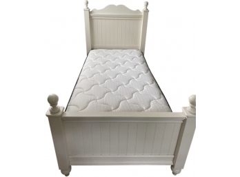 White Beadboard Bed With Headboard, End Board, & Runners