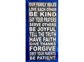Wonderful Quote Plaque - 'Our Family Rules'