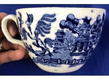 Antique Blue Willow Tea Cup - Oversized