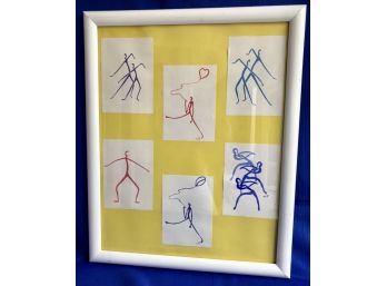 Framed Contemporary Abstract Prints With Yellow Backdrop & Contemporary White Frame