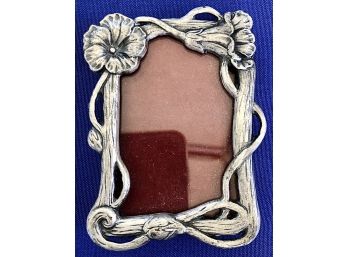 Metal Deco Inspired Picture Frame With Reticulated Lilly Pattern Design
