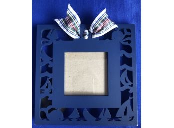 Charming Navy Blue Frame With Plaid Ribbon