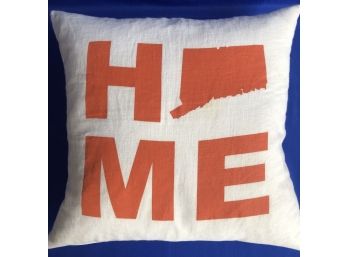 Fun Linen, Down Filled Pillow With State Of CT Outline - Signed On Back '203 - The Two Oh Three'