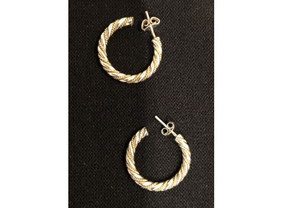 Hoop Earrings - Twisted Silver & Gold