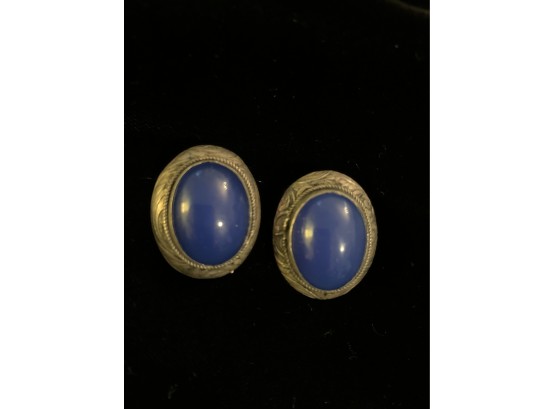 Royal Blue Cabochon Earrings