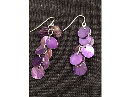 Mother Of Pearl Purple Earrings
