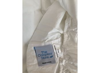 Two 'The Company Store' White Twin Fitted Sheets