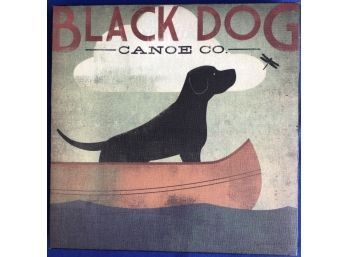 Black Dog Canvas Print On Frame