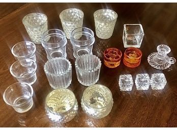 Crystal Votives And Candleholders - 19 Pieces
