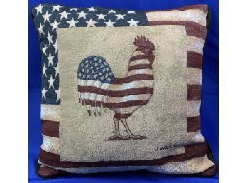 Patriotic Rooster Pillow - Charming Folk Art Inspired Design