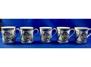 Five Matching Coffee Mugs - Signed 'Corona - Made In Colombia'