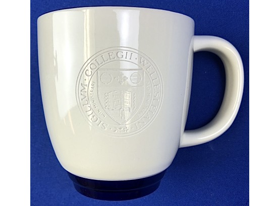 Wellesley College Pottery Mug - Elegant Incised School Crest, Motto, & Latin Spelling Of School Name