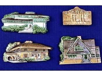 Vintage Magnets - Prairie Homes & Alamo - Signed 'Mudlen Originals - Temecula, CA'