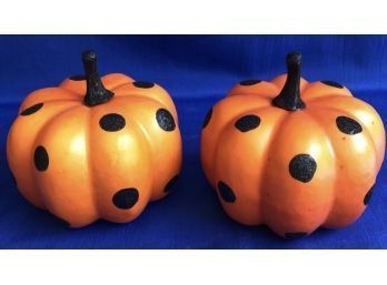 Two Charming Pumpkins - Black Dotted Design - Festive Halloween Decor