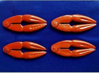 Set Of Four Red Metal Lobster Crackers