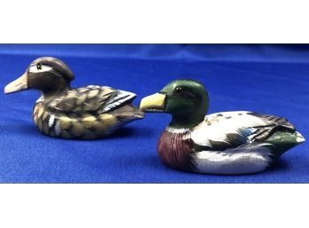Two Small Wooden Ducks