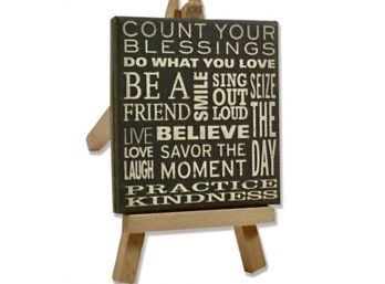 Mini Canvas Quote With Easel - 'Count Your Blessings'