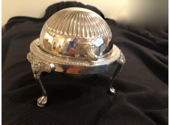 Silver Plate Covered Butter Serving Piece
