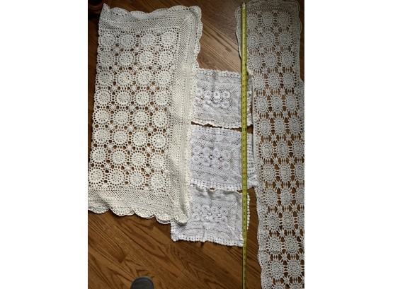 Five Crocheted Table Linens