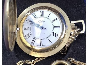 Elegant Colibri 17 Jewel Pocket Watch With Handsome Watch Fob & Original Velveteen Box