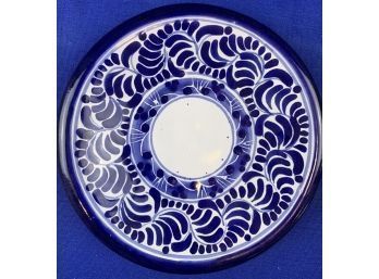 Blue & White Small Ceramic Plate - Made In Mexico