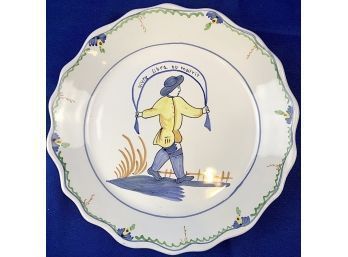 French Faience Plate - Vivre Libre Ou Mourir' - Signed On Base - Lovely Scalloped Edge