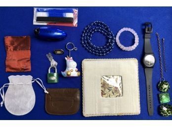 Frame, Watch, Three Jewelry Pouches (1 Leather), Lock With Two Keys, Stone Bangle, Duke Sports Bands, Etc