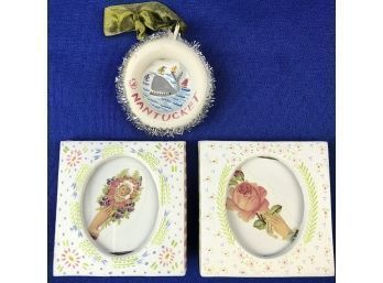 Nantucket Artist Jeanne Van Etten - Hand Painted Frames - Each With Valentine Cut-outs & Hand Painted Ornament
