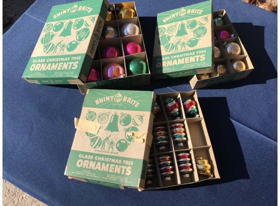 Vintage 'Shiny Brite' Ornaments - Three Original Boxes