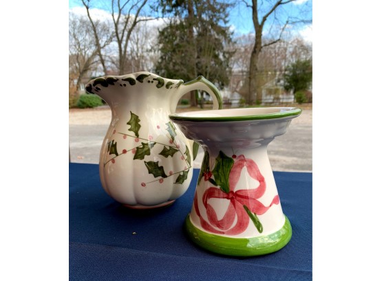 Holly Pitcher And Pedestal Dish