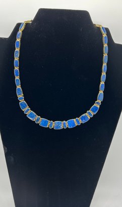 Lapis Lazuli Gold Tone Sterling Silver Necklace