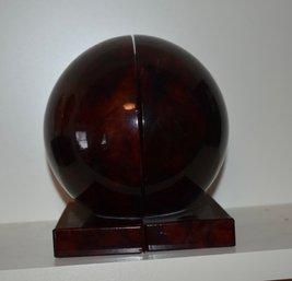 Vintage Sphere Hand Carved Alabaster Bookends