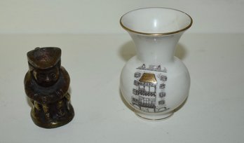 Vintage Brass Toby Jug ( Heavy) W/ Souvenir Innsbruck Vase