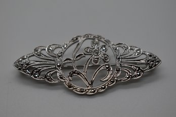 Floral Sterling Marcasite Pin