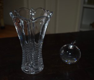 Crystal Vase And Apple